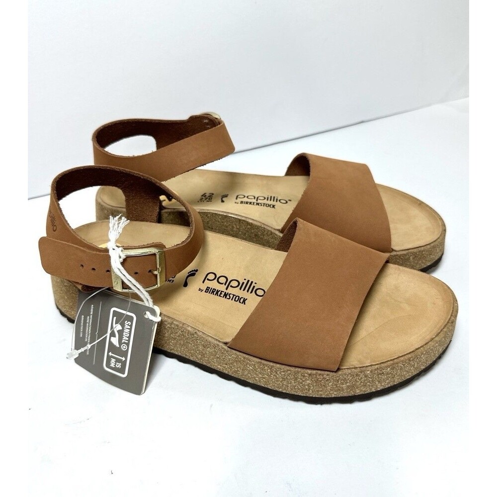 Papillio Birkenstock Glenda Nubuck Wedge Sandal Cognac  EU 42/US 11N Ankle Strap